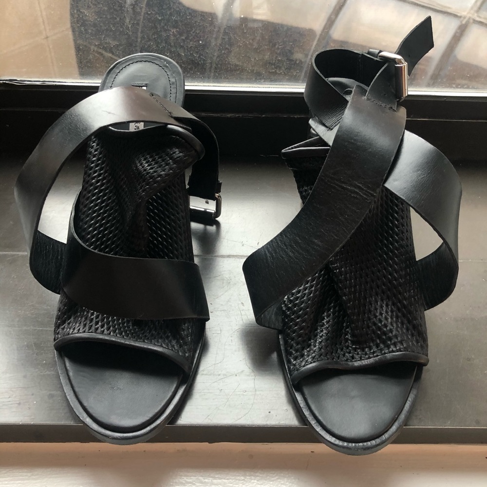 And other stories black leather sandal heels